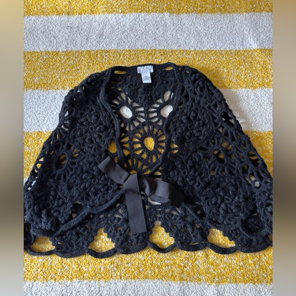 Y2K Crotchet Lambs Wool Rabit Hair Cape Cardigan M/L - Picture 2 of 13